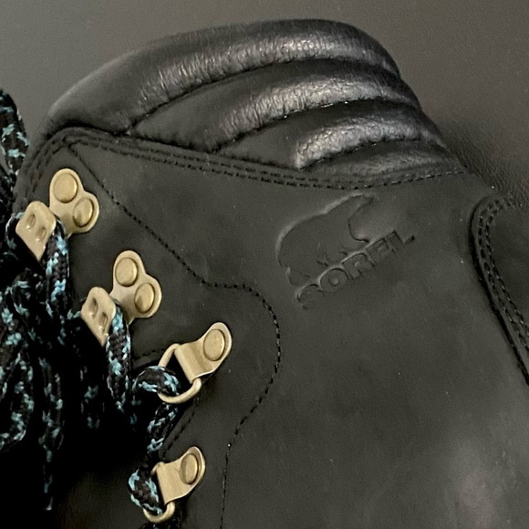 Sorel Conquest Wedge Heel Boots Lace Up Waterproof Leather Combat Hiking Black - Picture 11 of 13